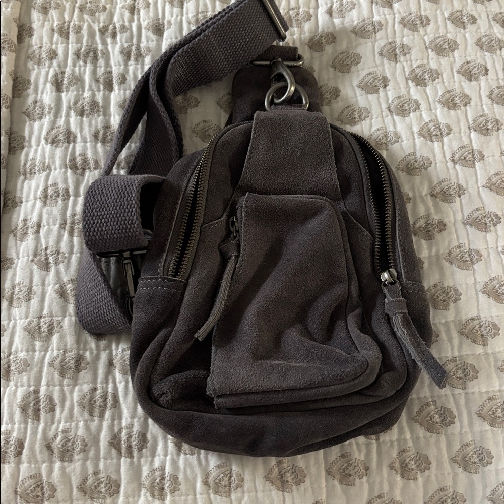Free People gray suede Crossbody Bag